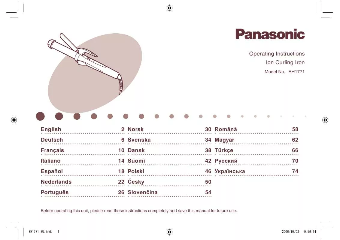 Mode d'emploi PANASONIC EH-1771