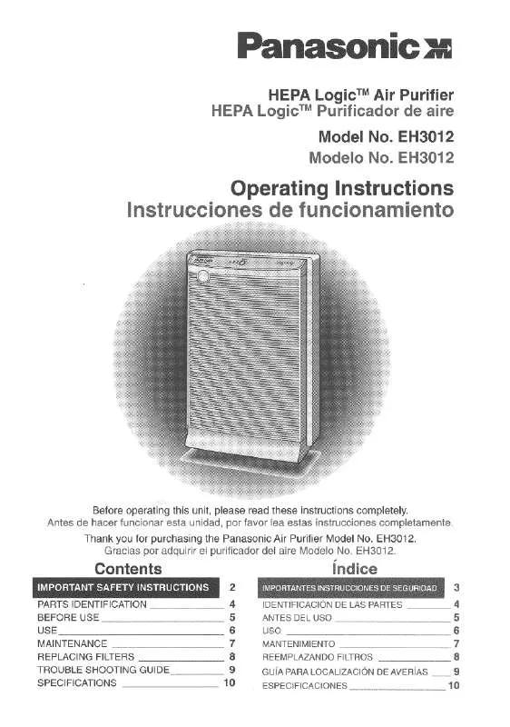 Mode d'emploi PANASONIC EH-3012