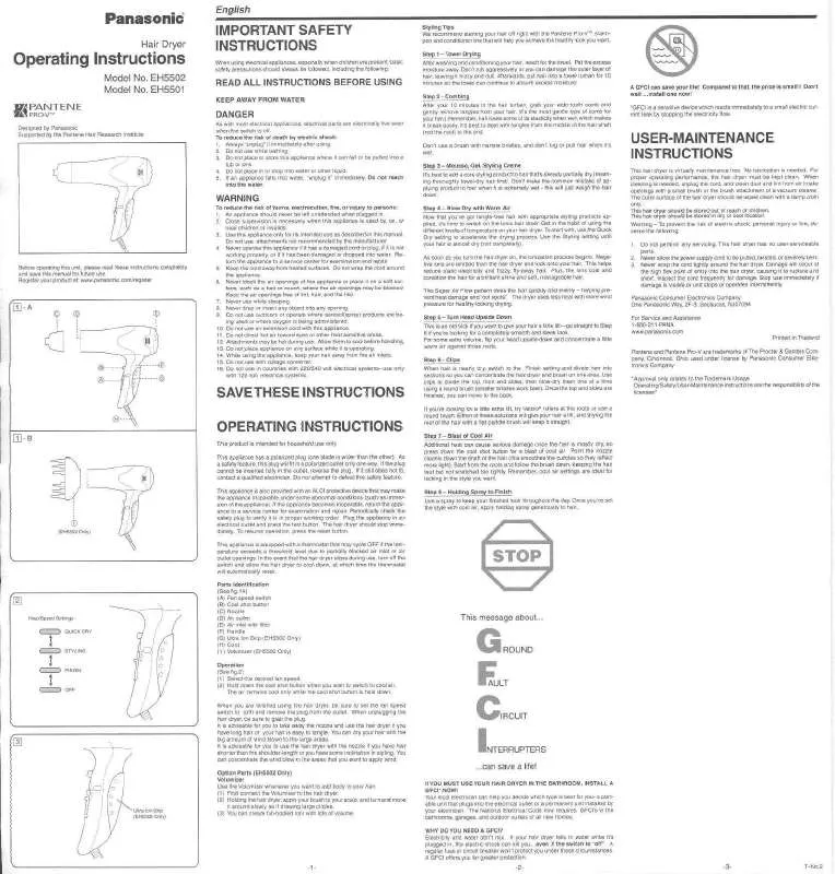 Mode d'emploi PANASONIC EH-5501