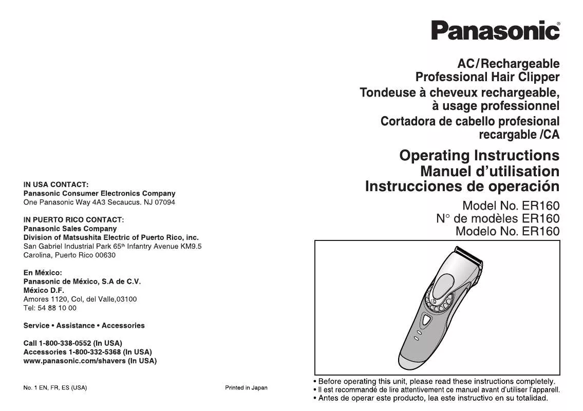 Mode d'emploi PANASONIC ER-160