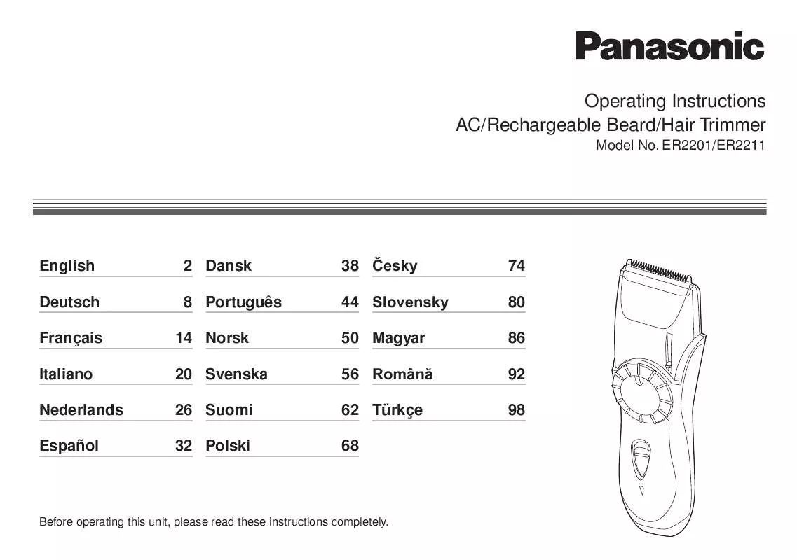 Mode d'emploi PANASONIC ER2211