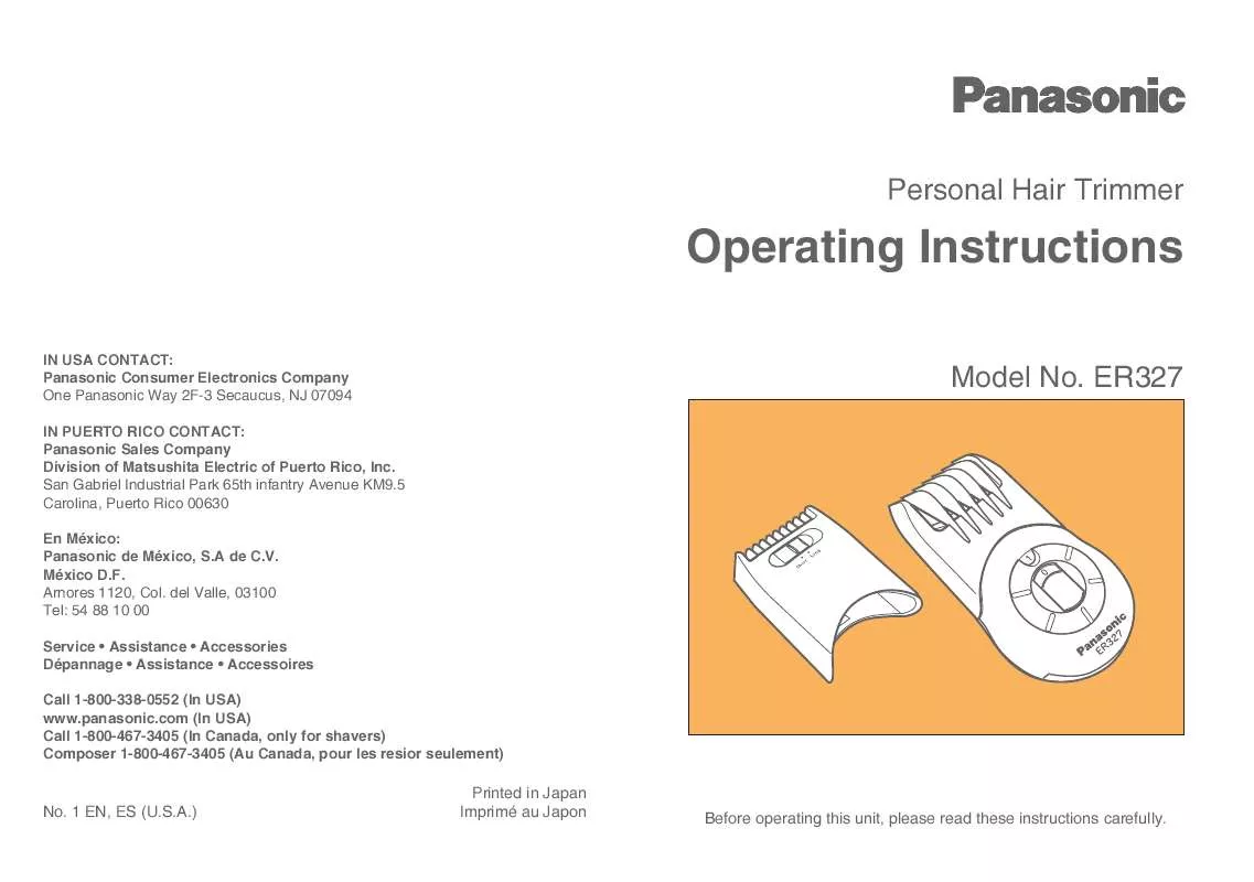 Mode d'emploi PANASONIC ER-327