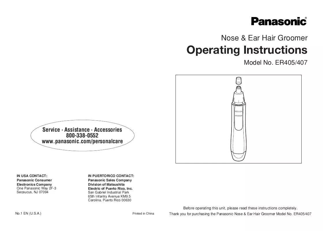 Mode d'emploi PANASONIC ER-405