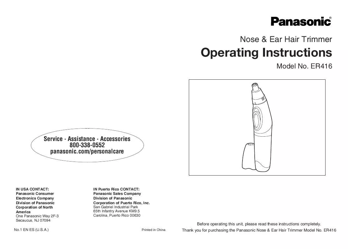 Mode d'emploi PANASONIC ER-416