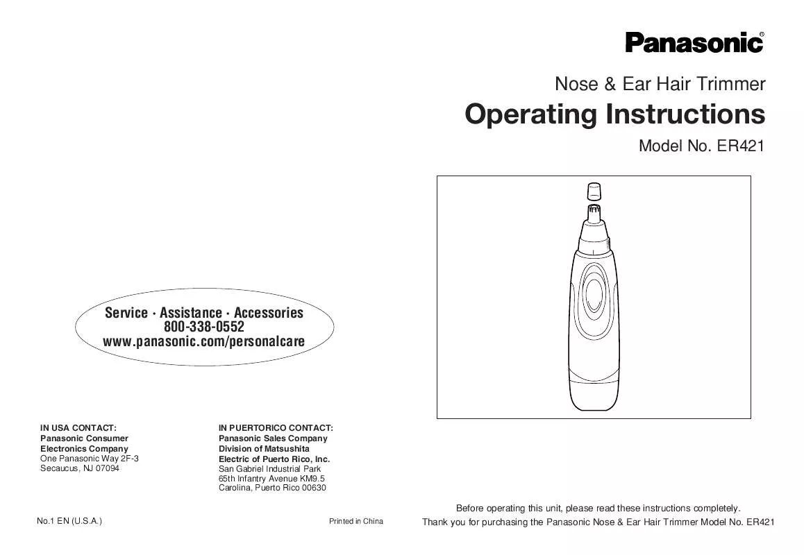 Mode d'emploi PANASONIC ER-421