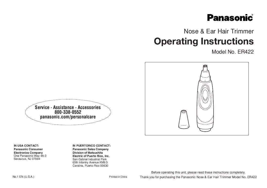 Mode d'emploi PANASONIC ER-422