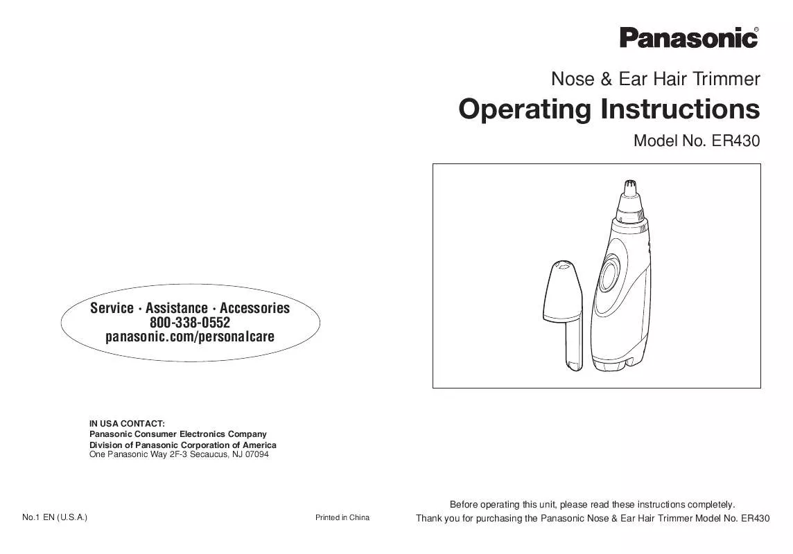 Mode d'emploi PANASONIC ER-430