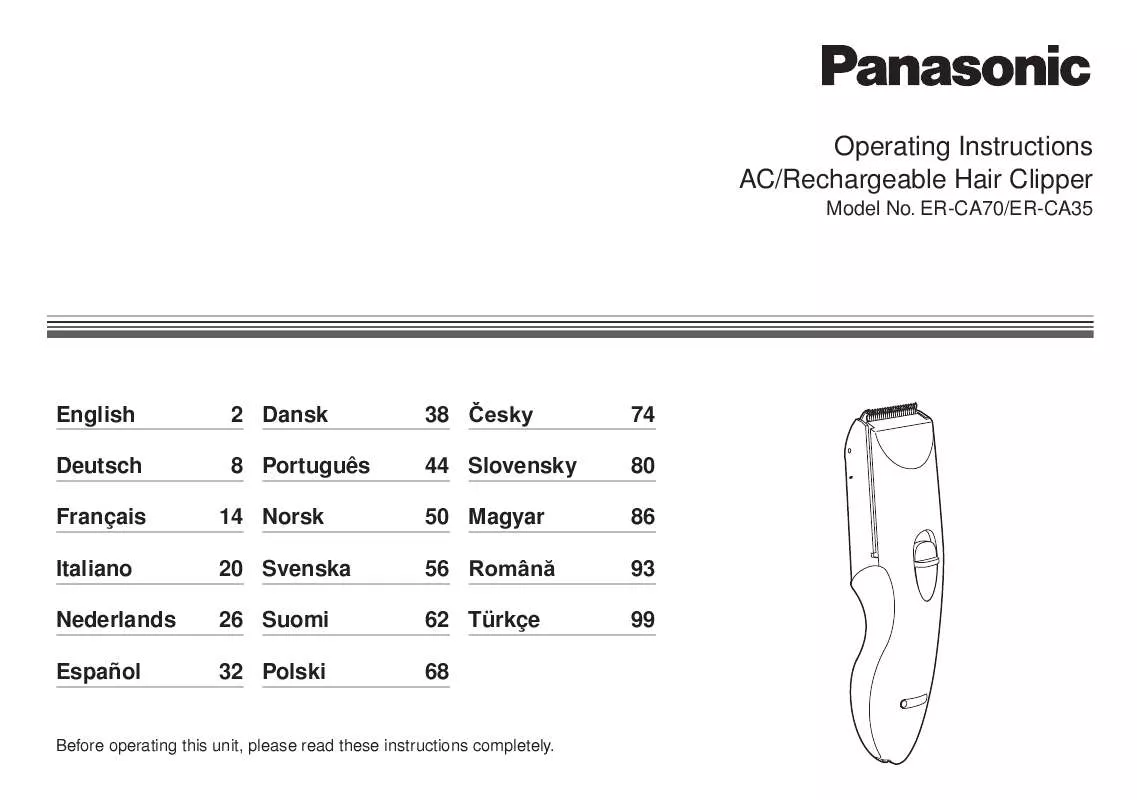 Mode d'emploi PANASONIC ERCA35