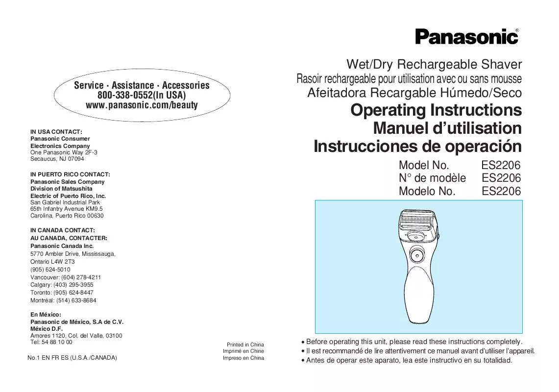 Mode d'emploi PANASONIC ES-2206