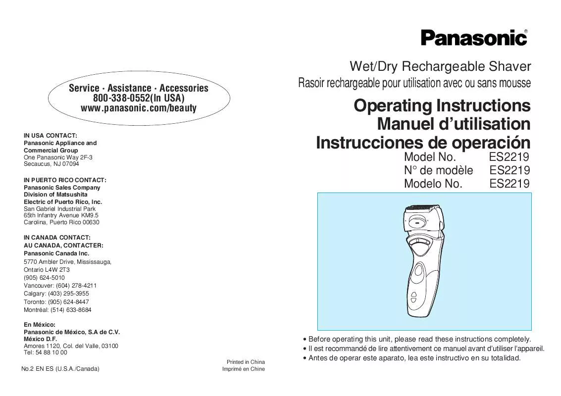 Mode d'emploi PANASONIC ES-2219