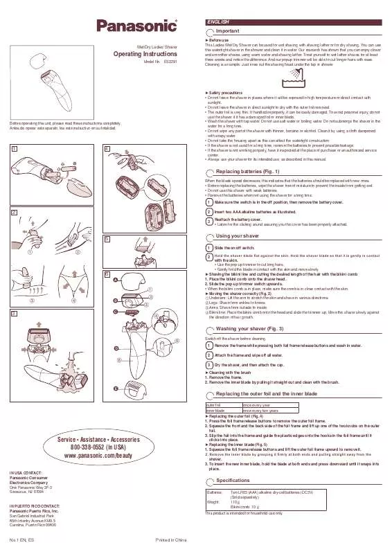 Mode d'emploi PANASONIC ES-2291