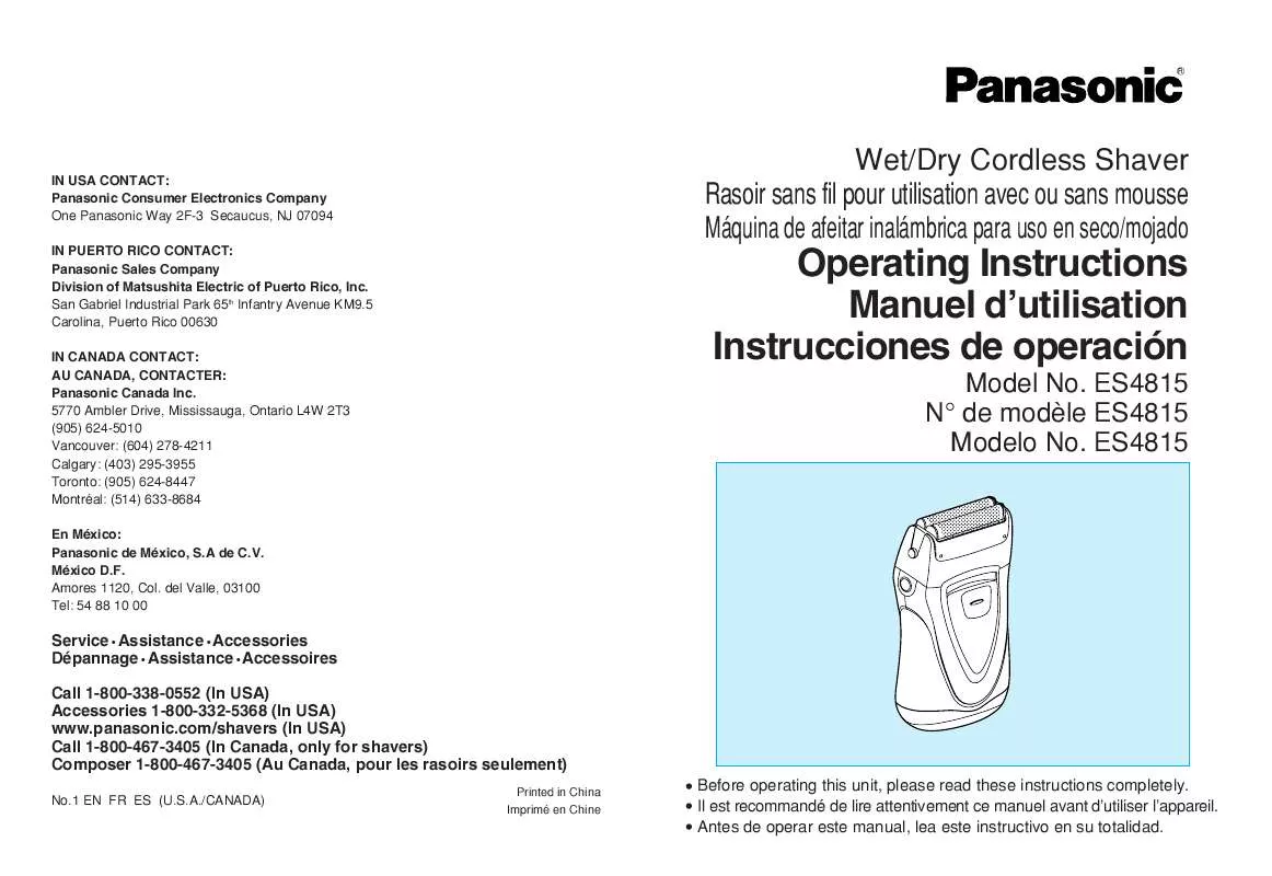 Mode d'emploi PANASONIC ES-4815