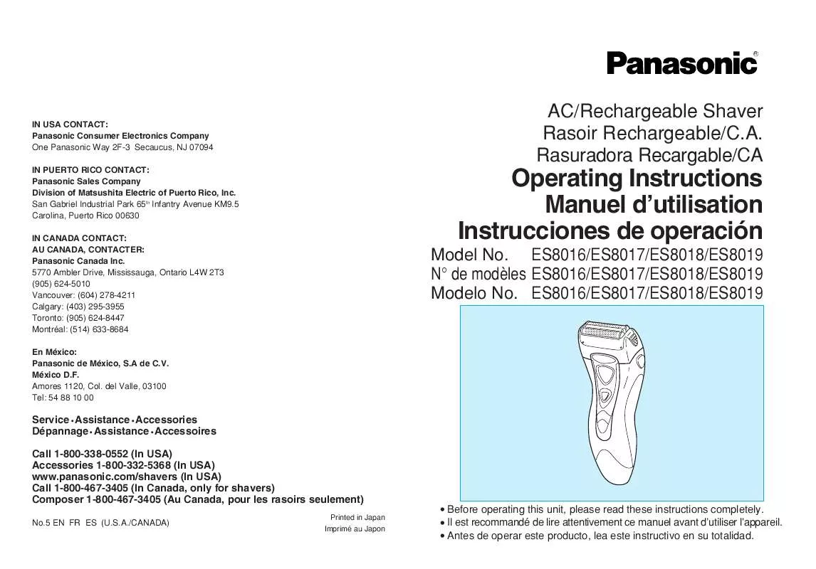 Mode d'emploi PANASONIC ES-8016