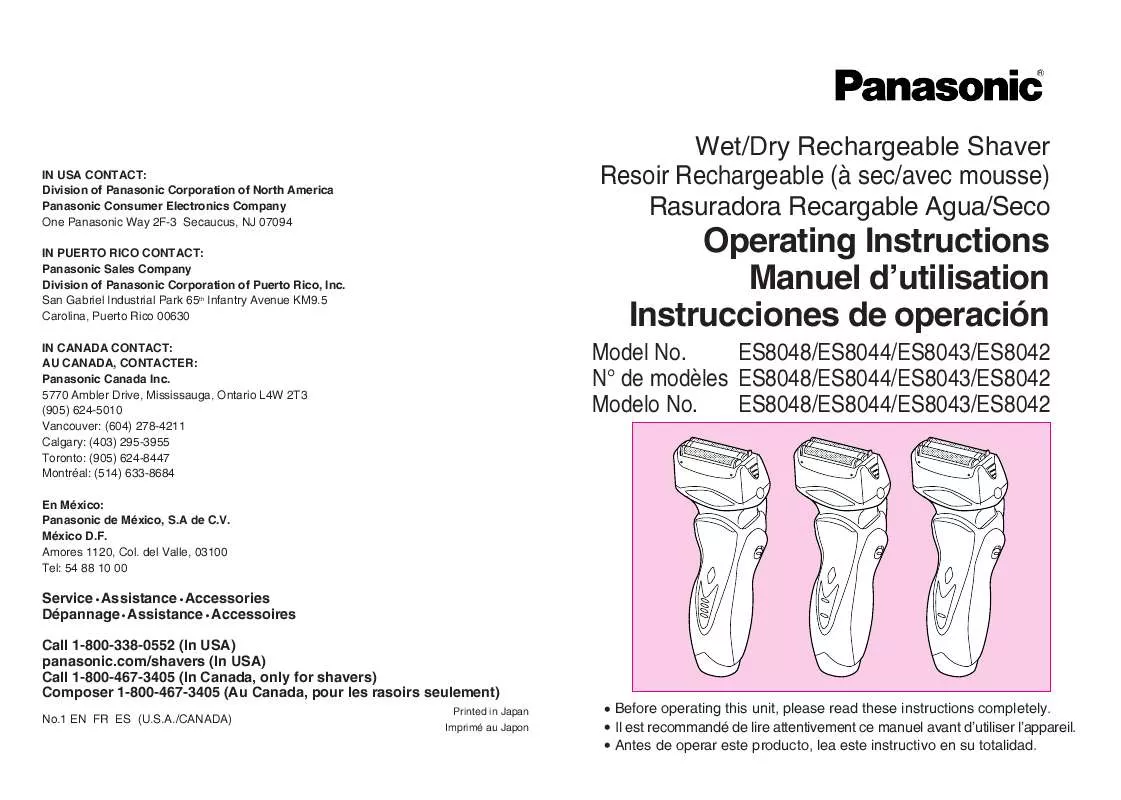 Mode d'emploi PANASONIC ES-8042