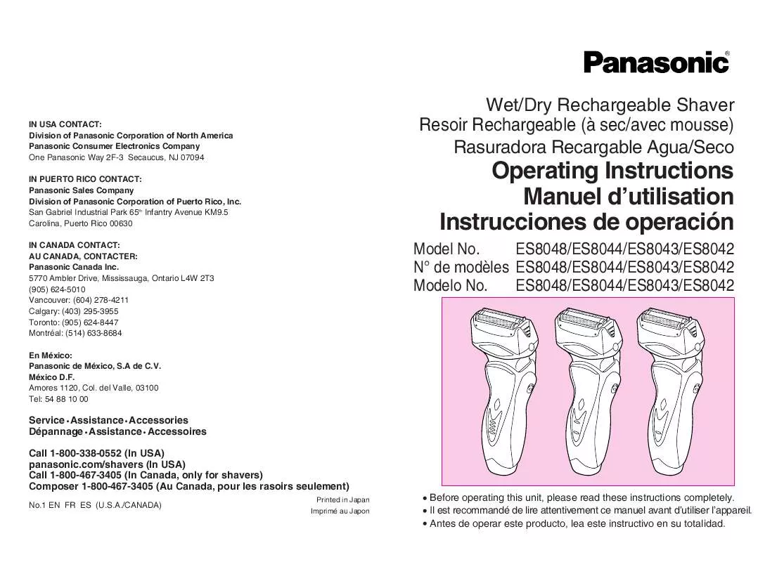 Mode d'emploi PANASONIC ES-8048