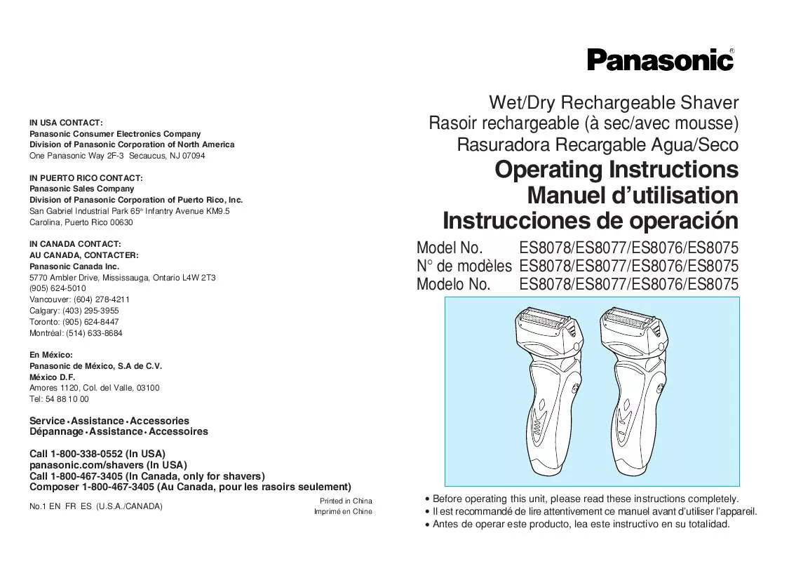 Mode d'emploi PANASONIC ES-8075