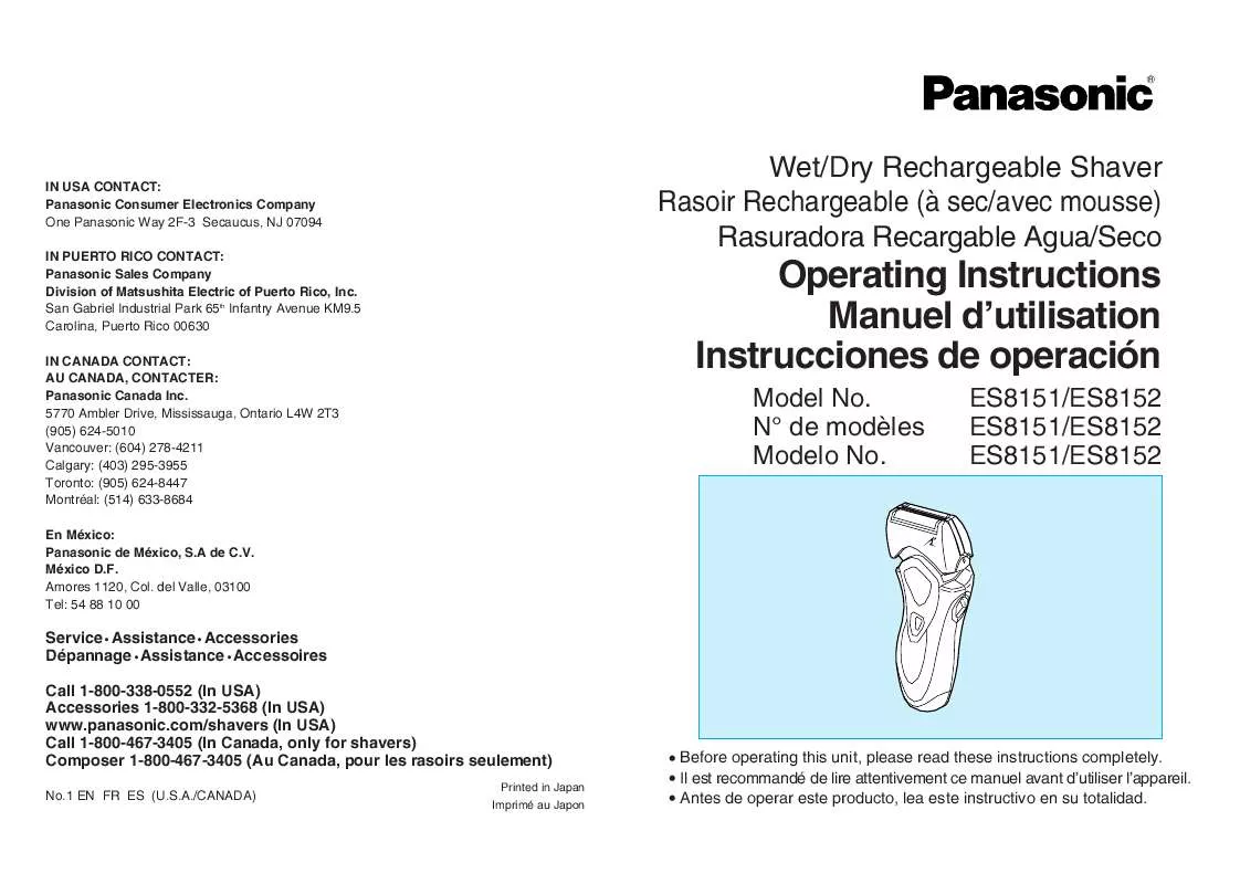 Mode d'emploi PANASONIC ES-8151