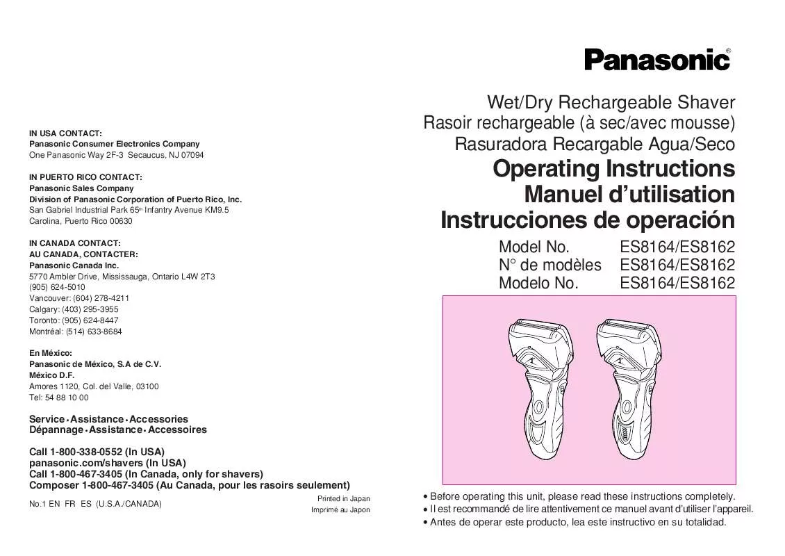 Mode d'emploi PANASONIC ES-8162