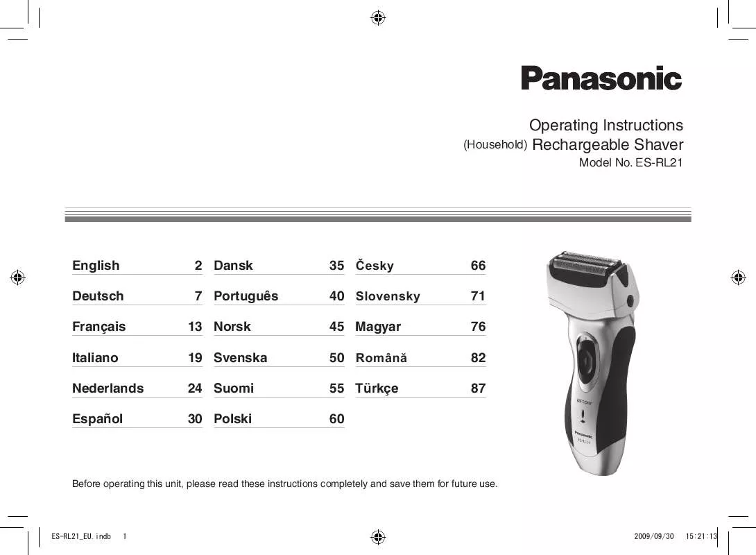 Mode d'emploi PANASONIC ES-RL21