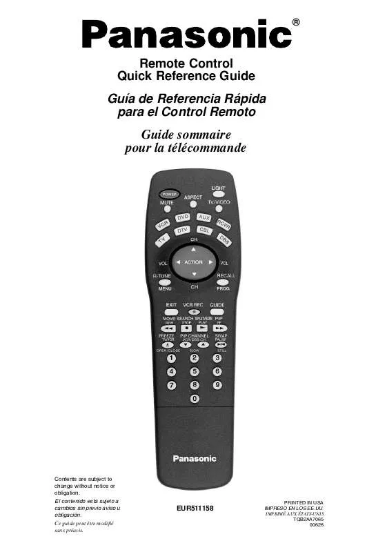 Mode d'emploi PANASONIC EUR511158