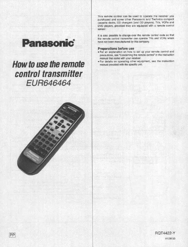 Mode d'emploi PANASONIC EUR646464