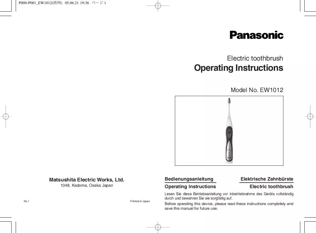 Mode d'emploi PANASONIC EW1012G2