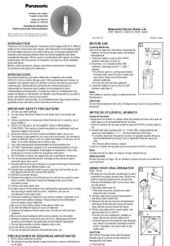 Mode d'emploi PANASONIC EW1270