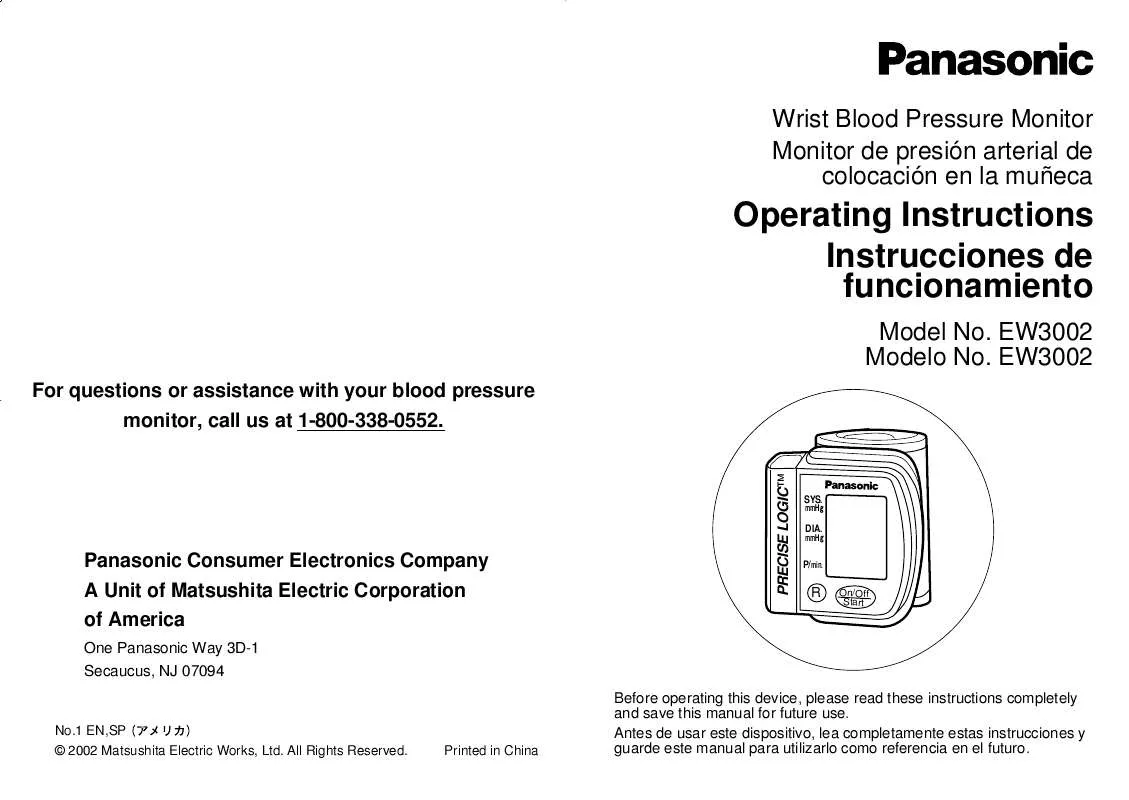 Mode d'emploi PANASONIC EW3002