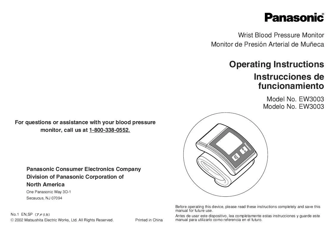 Mode d'emploi PANASONIC EW3003