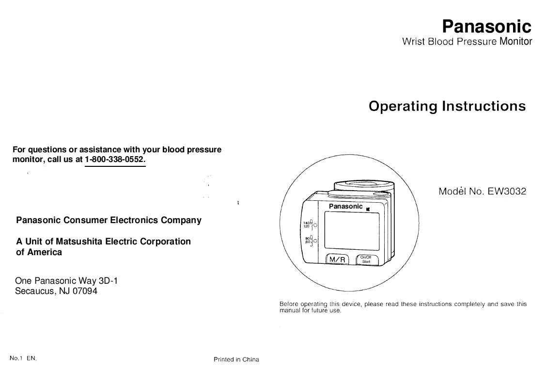 Mode d'emploi PANASONIC EW3032