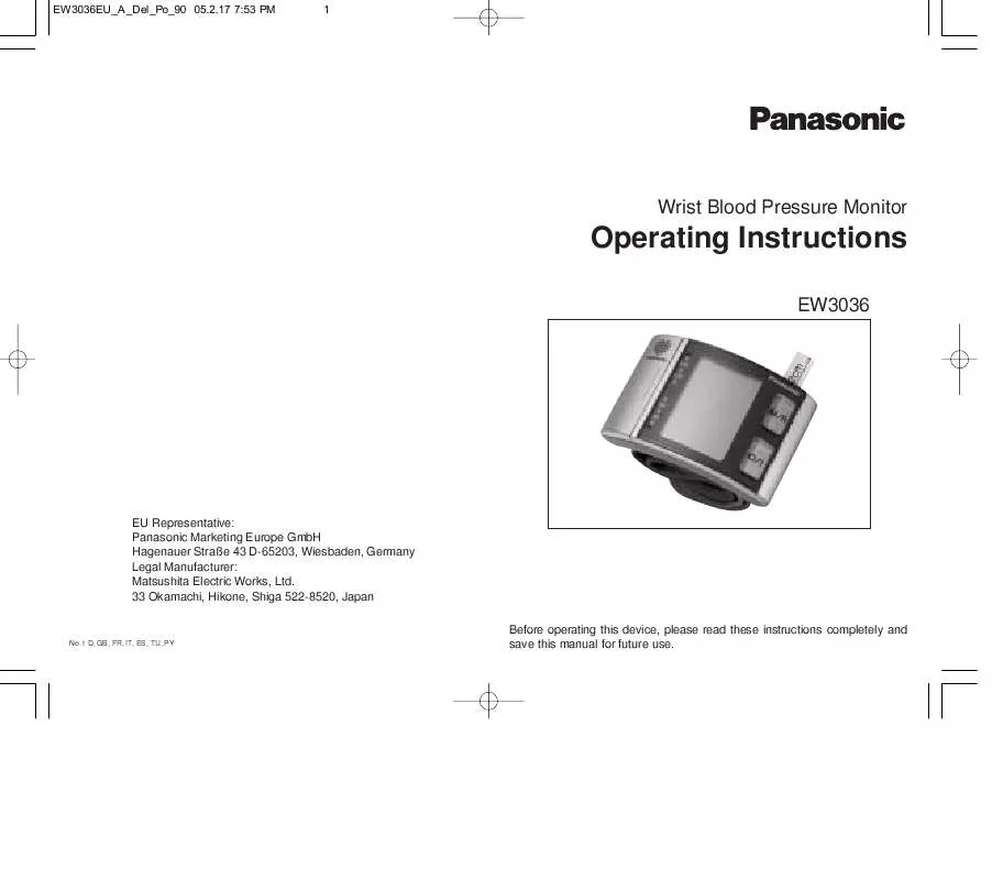 Mode d'emploi PANASONIC EW3036E2