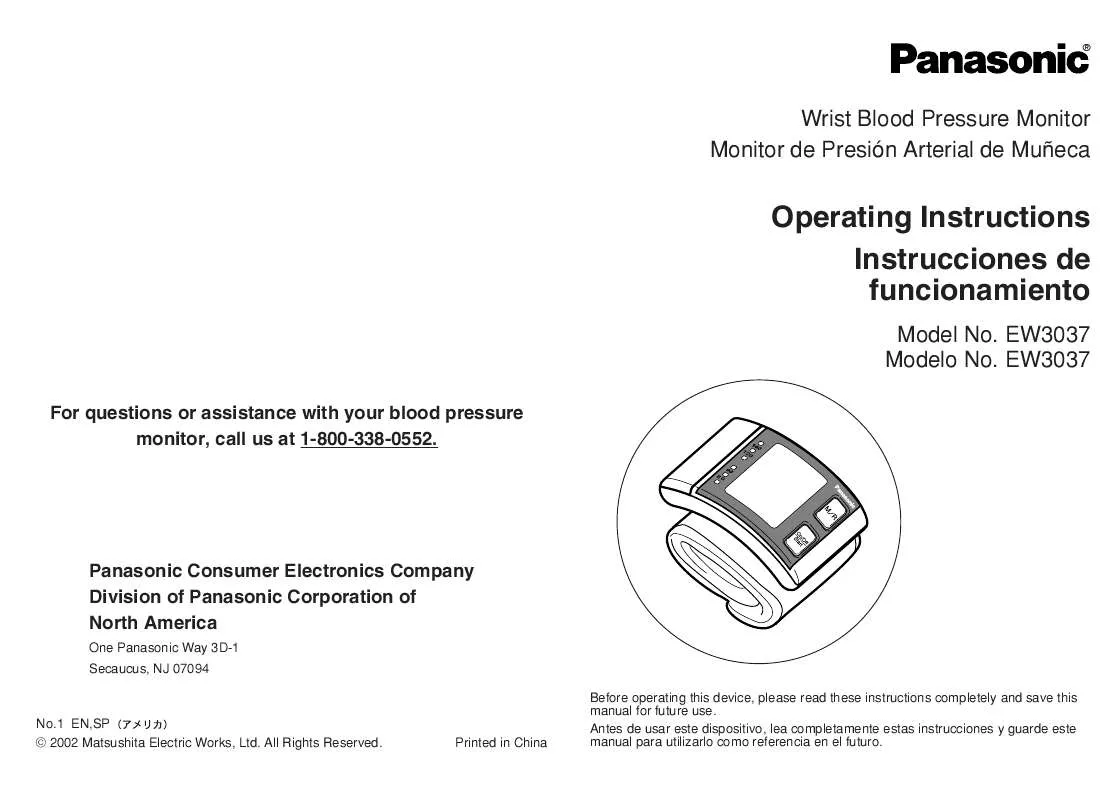 Mode d'emploi PANASONIC EW3037