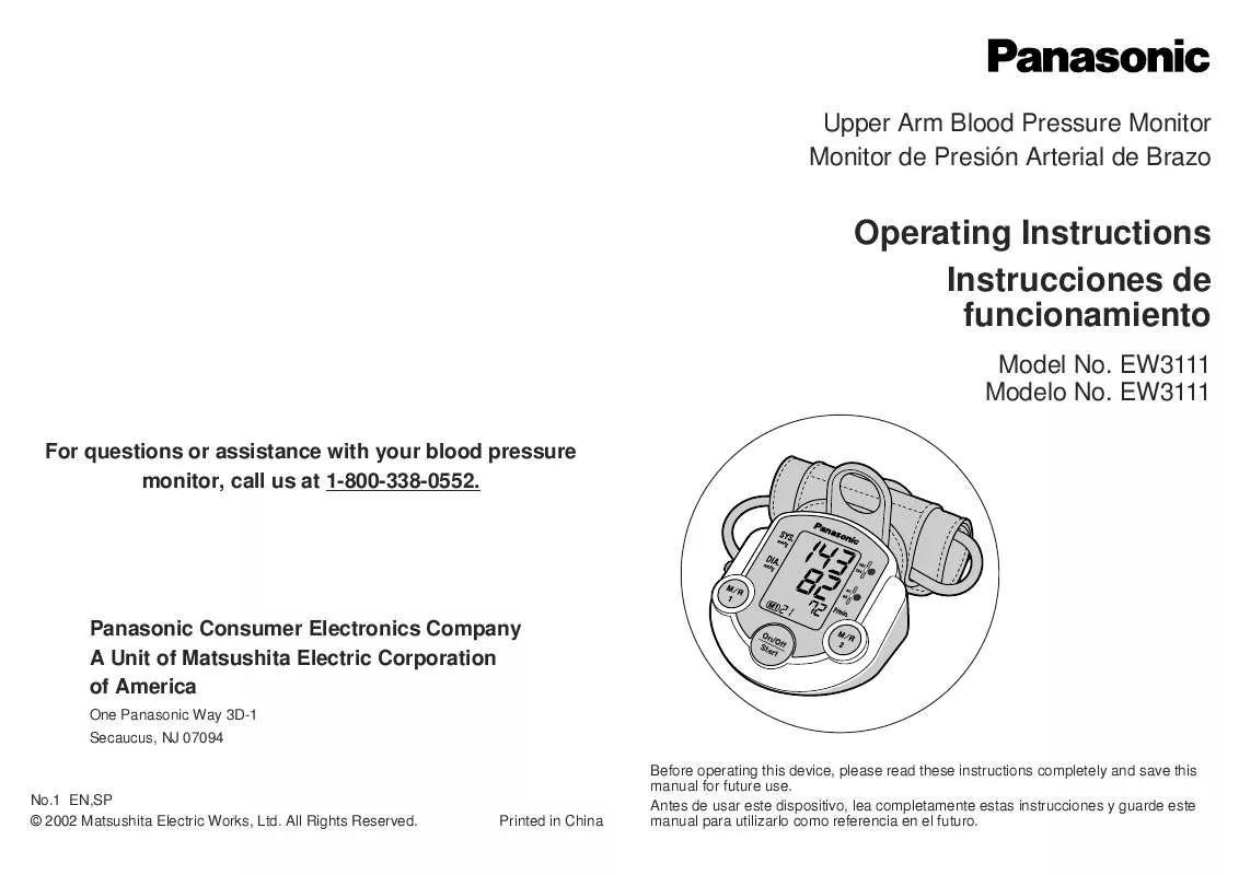 Mode d'emploi PANASONIC EW3111