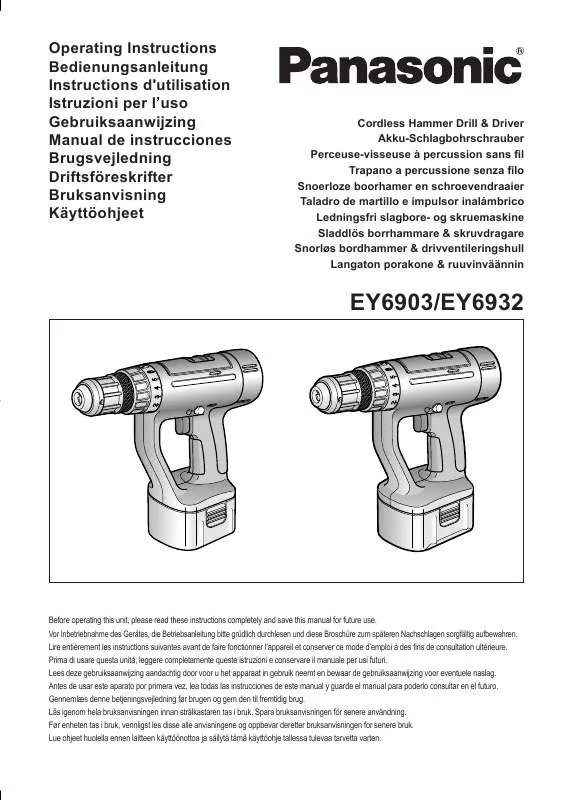 Mode d'emploi PANASONIC EY6903