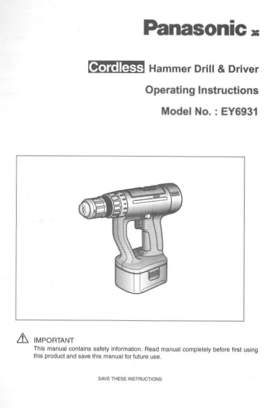 Mode d'emploi PANASONIC EY6931