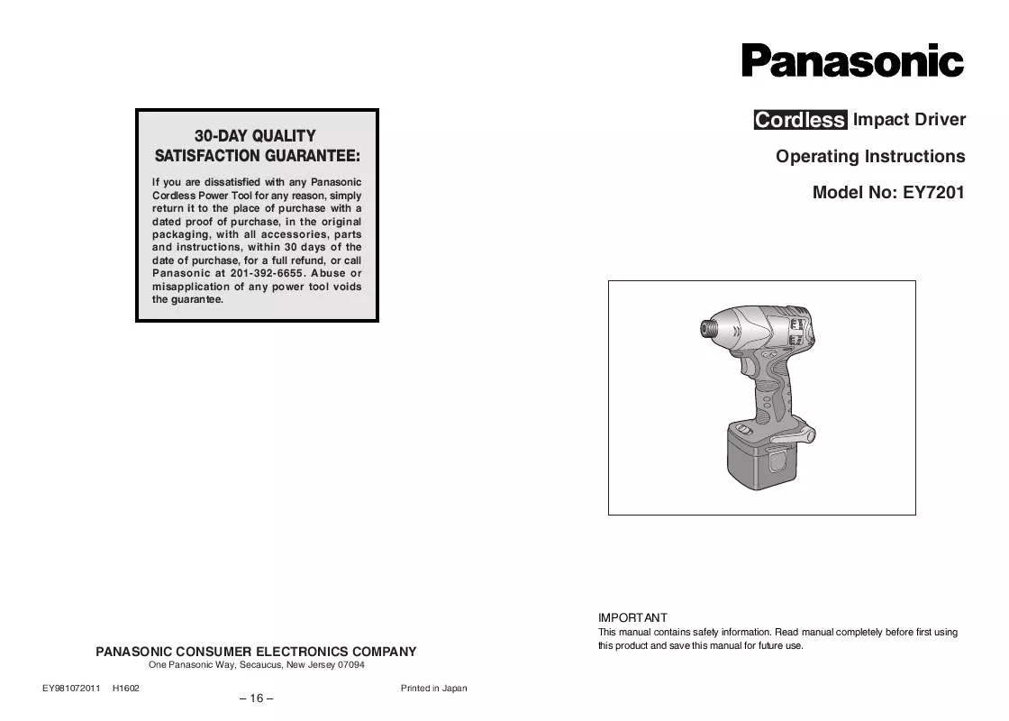 Mode d'emploi PANASONIC EY7201