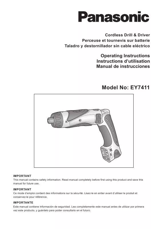 Mode d'emploi PANASONIC EY7411