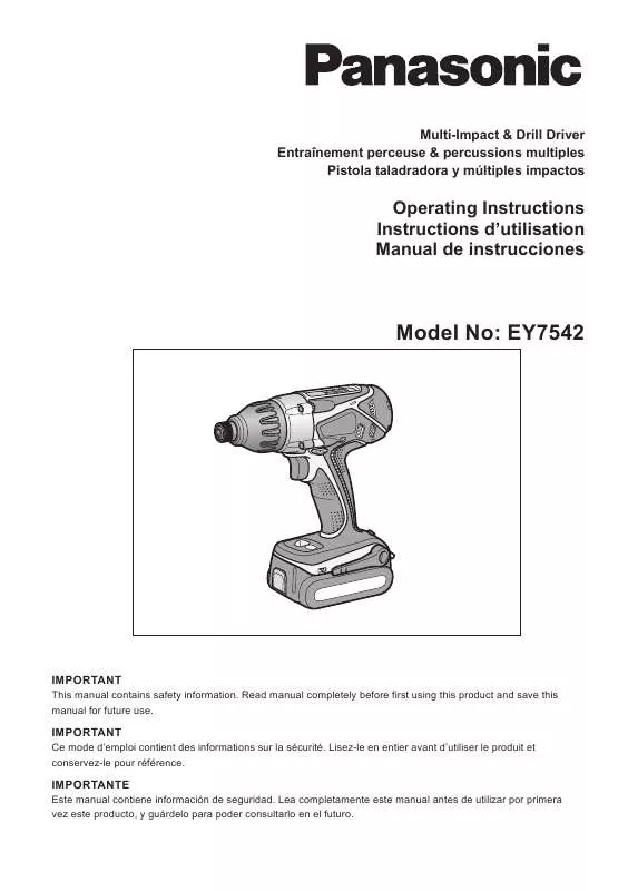 Mode d'emploi PANASONIC EY7542