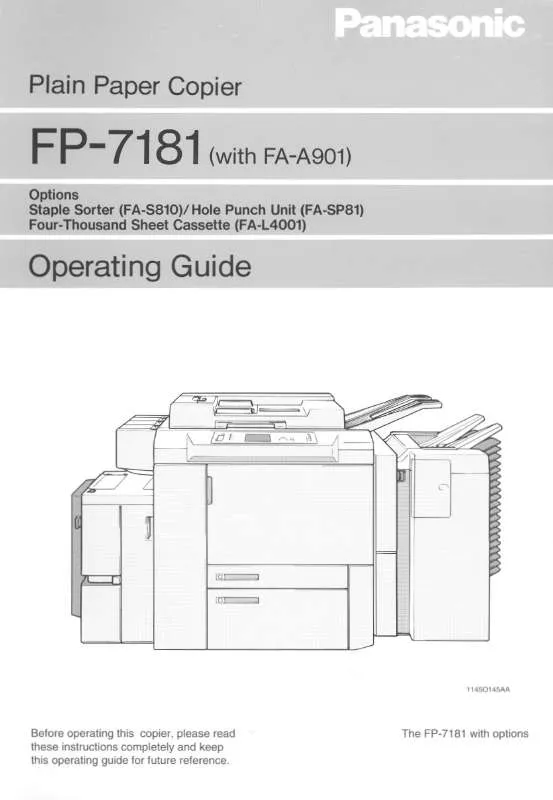 Mode d'emploi PANASONIC FP-7181