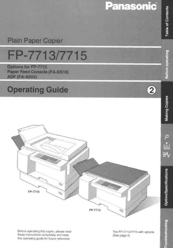 Mode d'emploi PANASONIC FP-7713