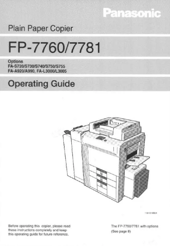 Mode d'emploi PANASONIC FP-7760