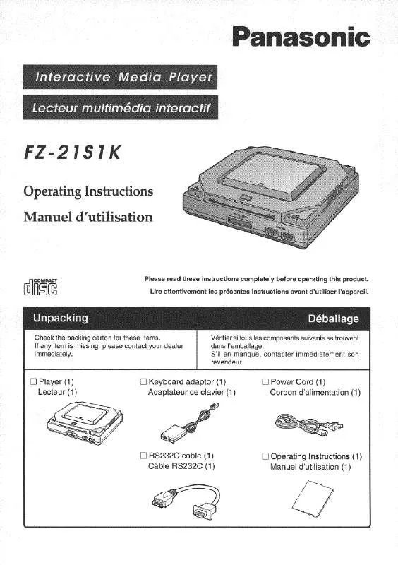 Mode d'emploi PANASONIC FZ21S1K