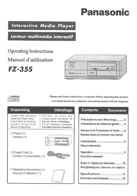 Mode d'emploi PANASONIC FZ35S5M