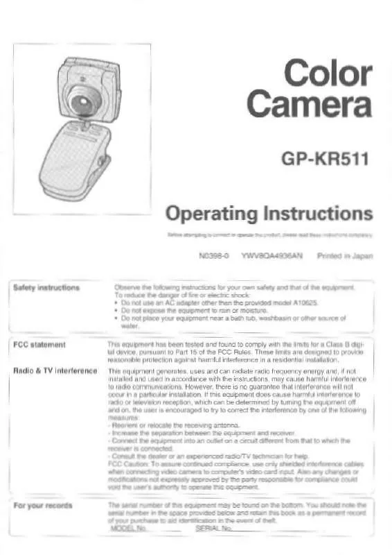 Mode d'emploi PANASONIC GP-KR511