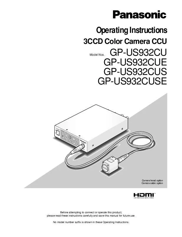 Mode d'emploi PANASONIC GP-US932CU