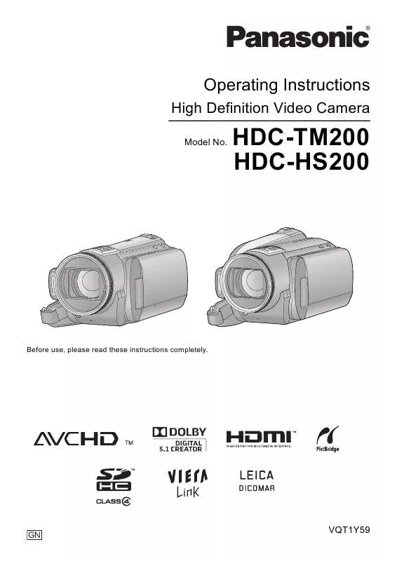 Mode d'emploi PANASONIC HDC-TM200