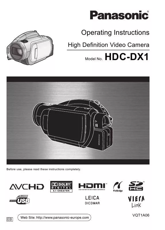 Mode d'emploi PANASONIC HDC-DX1