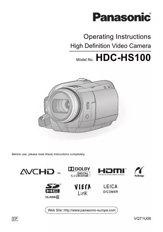 Mode d'emploi PANASONIC HDC-HS100