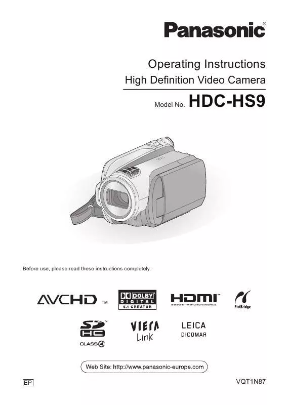 Mode d'emploi PANASONIC HDC-HS9