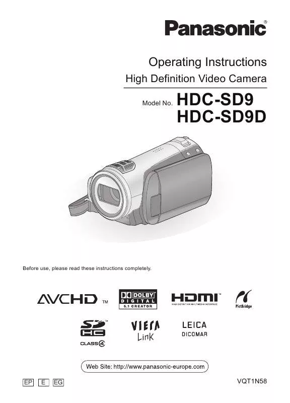 Mode d'emploi PANASONIC HDC-SD9